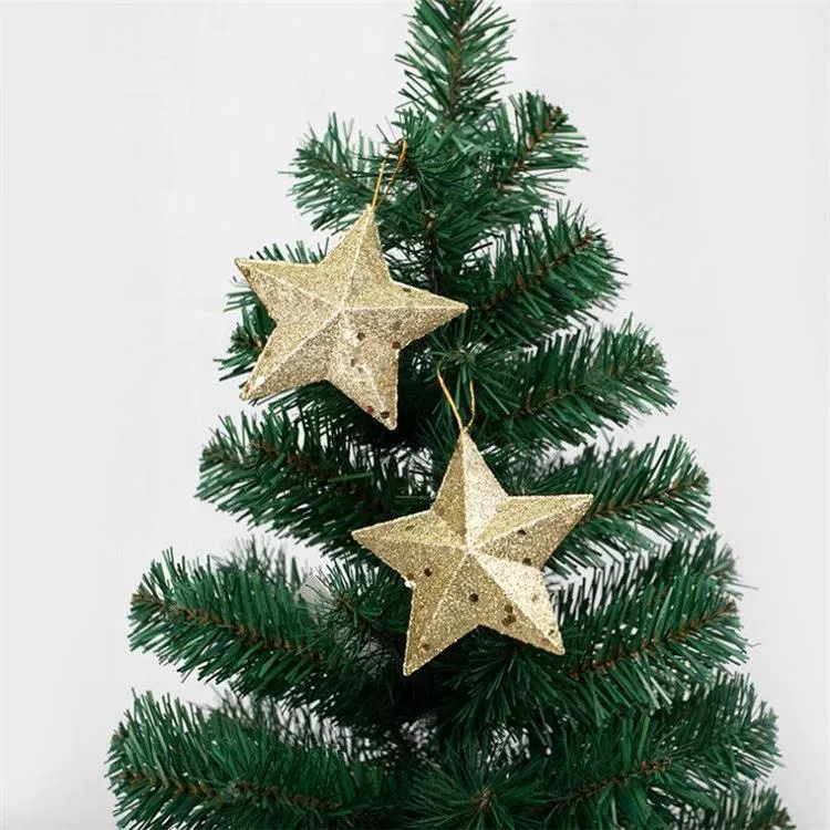 Bulk 6 Pcs Five-Pointed Star Christmas Ornaments for Xmas Trees Hanging Decorations Wholesale