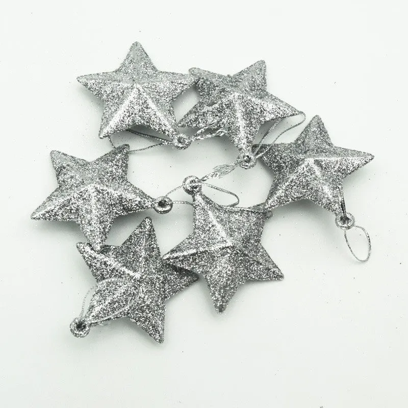 Bulk 6 Pcs Five-Pointed Star Christmas Ornaments for Xmas Trees Hanging Decorations Wholesale