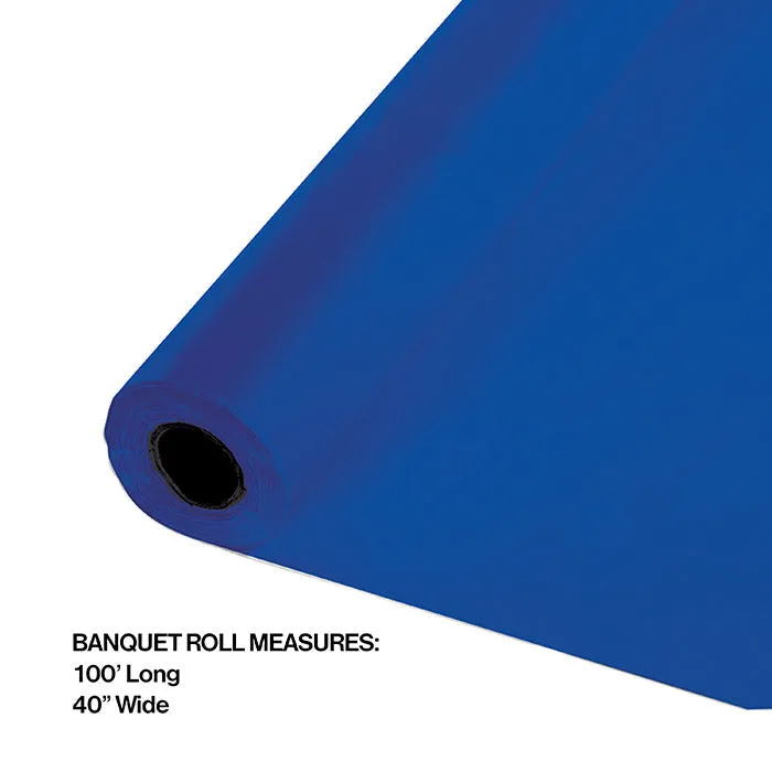 Bulk Cobalt Blue Banquet Plastic Table Cloth Roll 100 ft x 40 inch