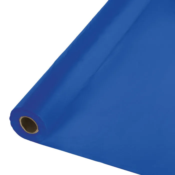 Bulk Cobalt Blue Banquet Plastic Table Cloth Roll 100 ft x 40 inch