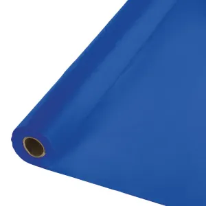 Bulk Cobalt Blue Banquet Plastic Table Cloth Roll 100 ft x 40 inch