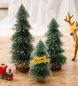 Bulk Mini Christmas Tree Desktop Pine Tree with Wooden Base Tabletop Christmas Decorations Wholesale