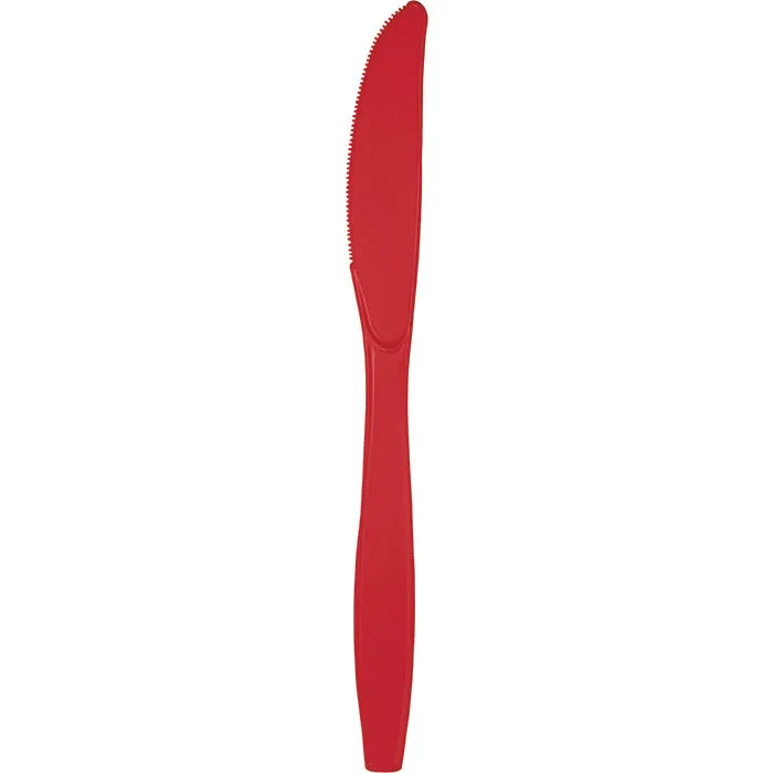 Bulk Pack of 100 Classic Red Plastic Knives