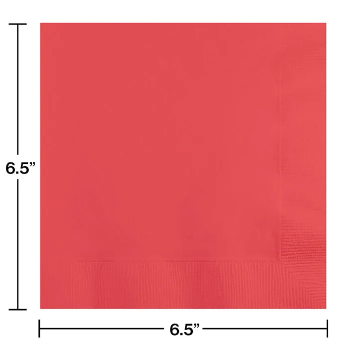 Bulk Pack of 100 Coral Luncheon Napkins 2Ply