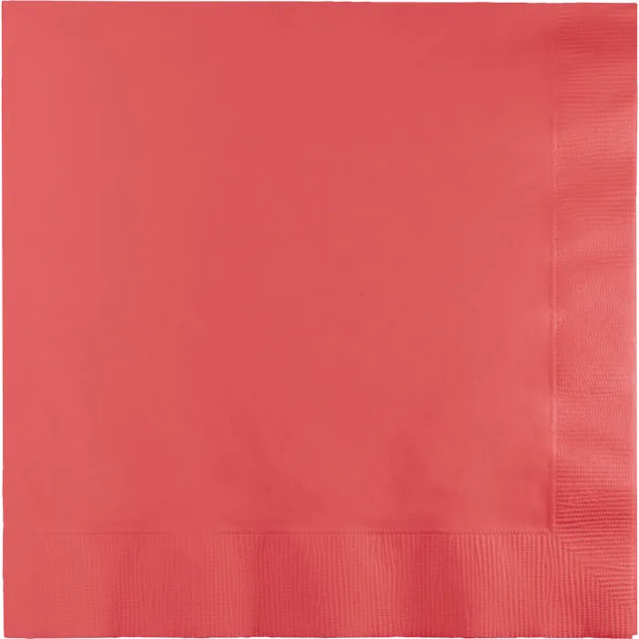 Bulk Pack of 100 Coral Luncheon Napkins 2Ply