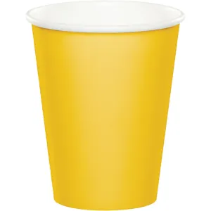 Bulk School Bus Yellow Value Friendly 9 oz Hot & Cold Paper Cups (96 per Case)