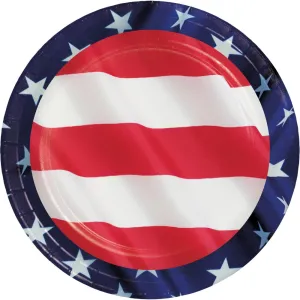 Bulk Stars and Stripes 6.75 Inch Paper Dessert Plate (96 per Case)