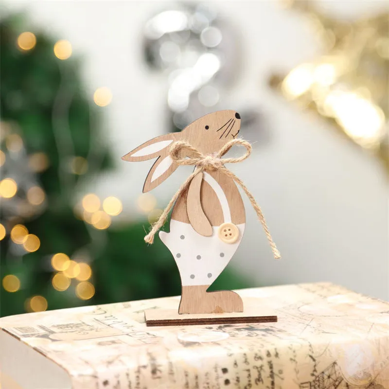 Bulk Xmas Rabbit Ornaments for Easter Christmas Wood Desktop Crafts Wholesale