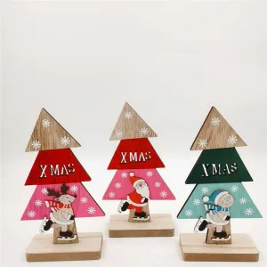 Bulk Xmas Sign Ornaments with Santa Claus Snowman Reindeer for Desks Fireplace Bookshelf Windowsill Decor Wholesale