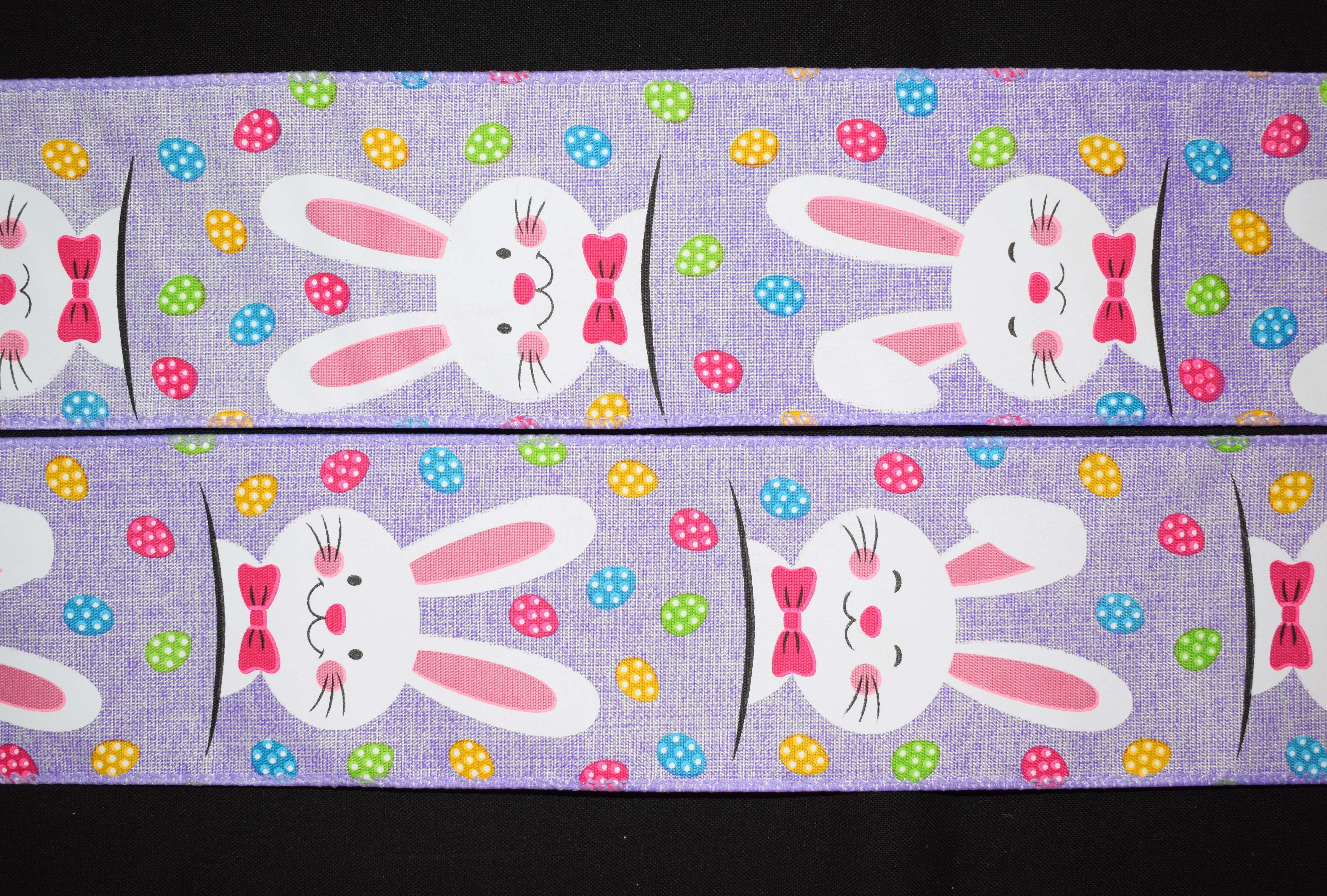 Bunny Faces Easter Ribbon - 2 1/2 inch Wired Polyester
