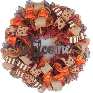 Burgundy Wreaths for Front Door, Thanksgiving Wreath : F2
