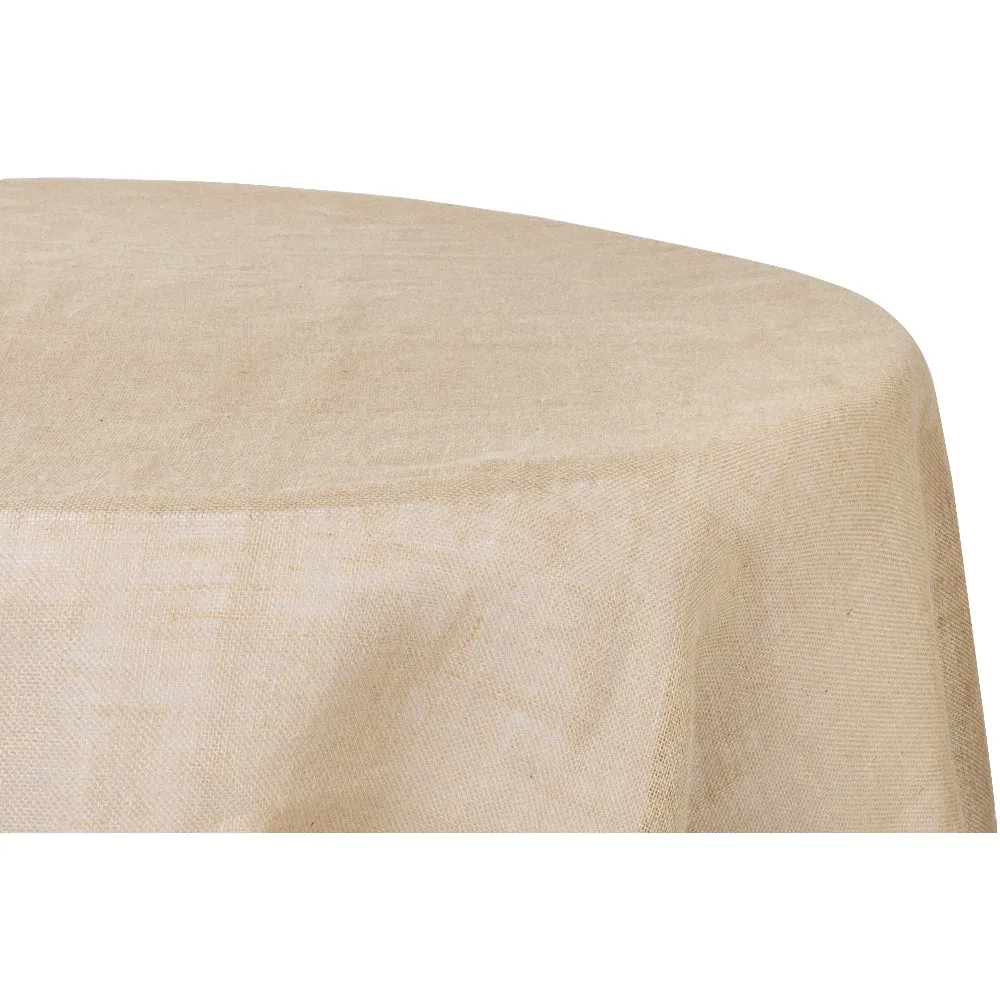 Burlap 120" Round Tablecloth - Natural Tan
