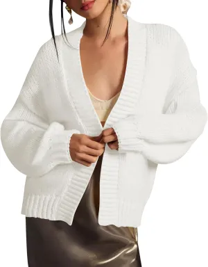 Cakulo Womens 2024 Cardigan Sweaters Fall Oversized Chunky 3D Flower Open Front Knit Cardigans Trendy