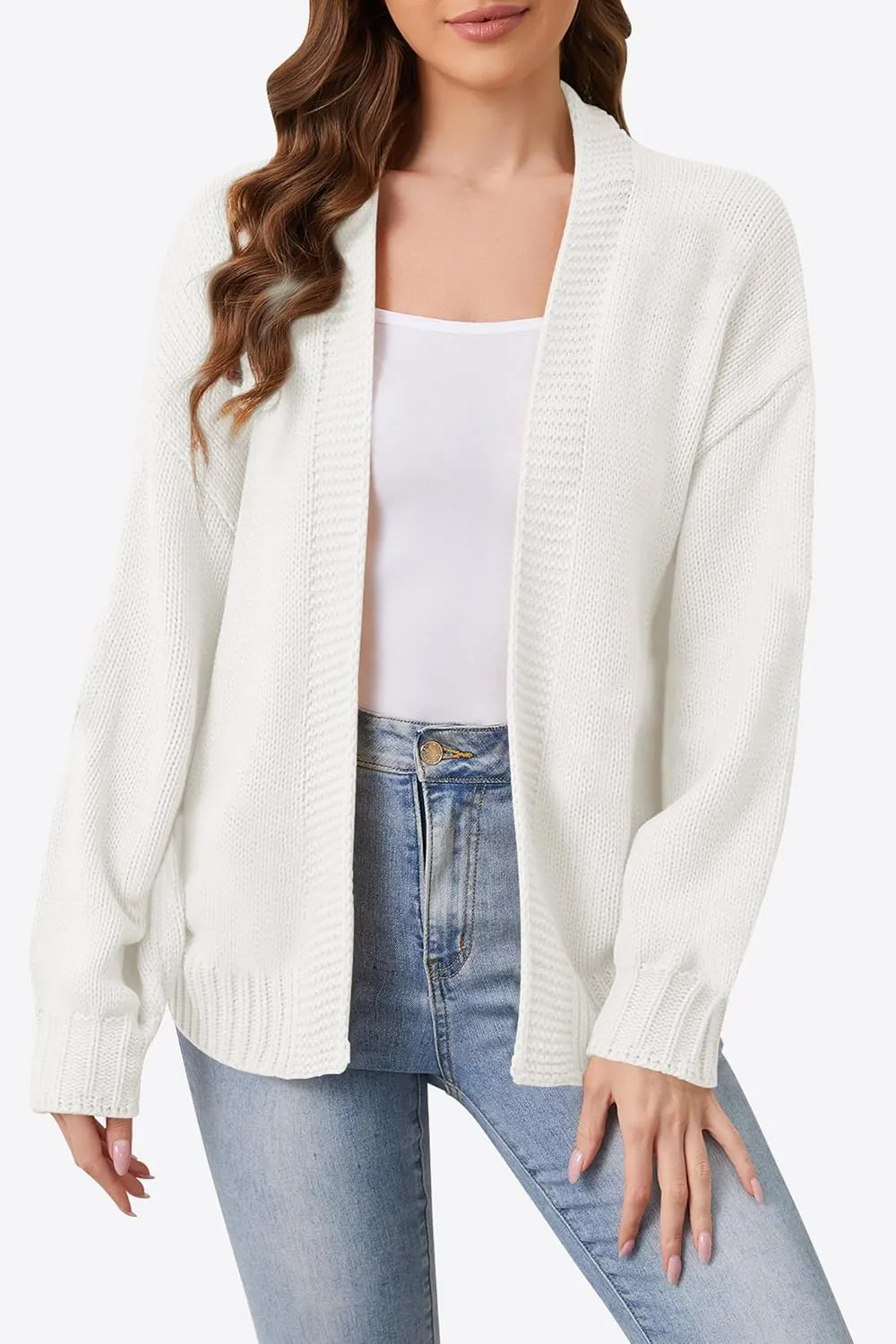 Cakulo Womens 2024 Cardigan Sweaters Fall Oversized Chunky 3D Flower Open Front Knit Cardigans Trendy