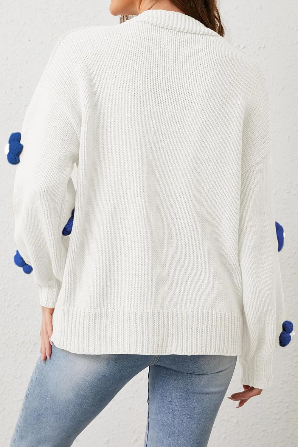 Cakulo Womens 2024 Cardigan Sweaters Fall Oversized Chunky 3D Flower Open Front Knit Cardigans Trendy