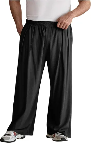Cambkatl Wide Leg Pants for Men Casual Summer Cotton Linen Beach Yoga Trousers Elastic Waist Lightweight Loose Lounge Pants