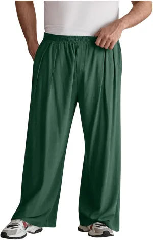 Cambkatl Wide Leg Pants for Men Casual Summer Cotton Linen Beach Yoga Trousers Elastic Waist Lightweight Loose Lounge Pants