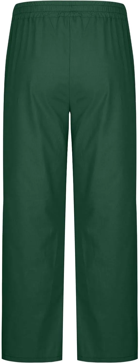 Cambkatl Wide Leg Pants for Men Casual Summer Cotton Linen Beach Yoga Trousers Elastic Waist Lightweight Loose Lounge Pants