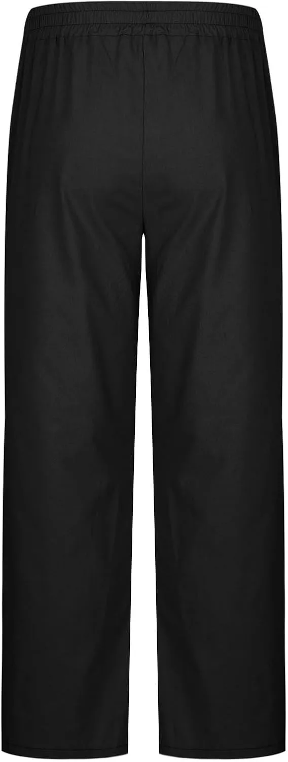 Cambkatl Wide Leg Pants for Men Casual Summer Cotton Linen Beach Yoga Trousers Elastic Waist Lightweight Loose Lounge Pants