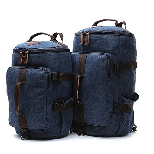 Canvas Men Luggage Bag Carry On Luggage Travel Bags Man Duffel Weekend Bag Travel Backpack,Blue L