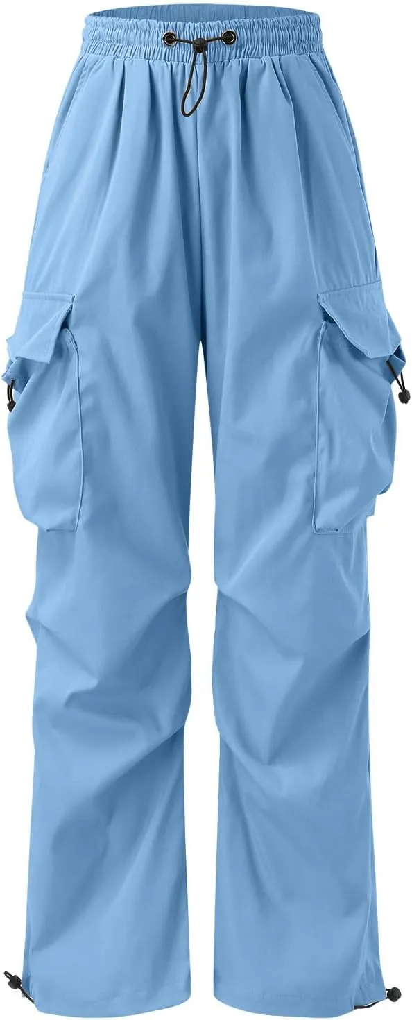 Cargo Pant for Men Casual Work Sweatpants Drawstring Waist Wide Leg Hiking Pants with Multiple Pockets