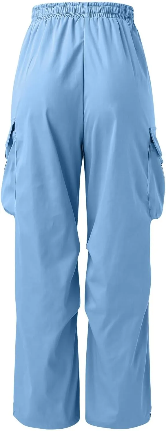 Cargo Pant for Men Casual Work Sweatpants Drawstring Waist Wide Leg Hiking Pants with Multiple Pockets