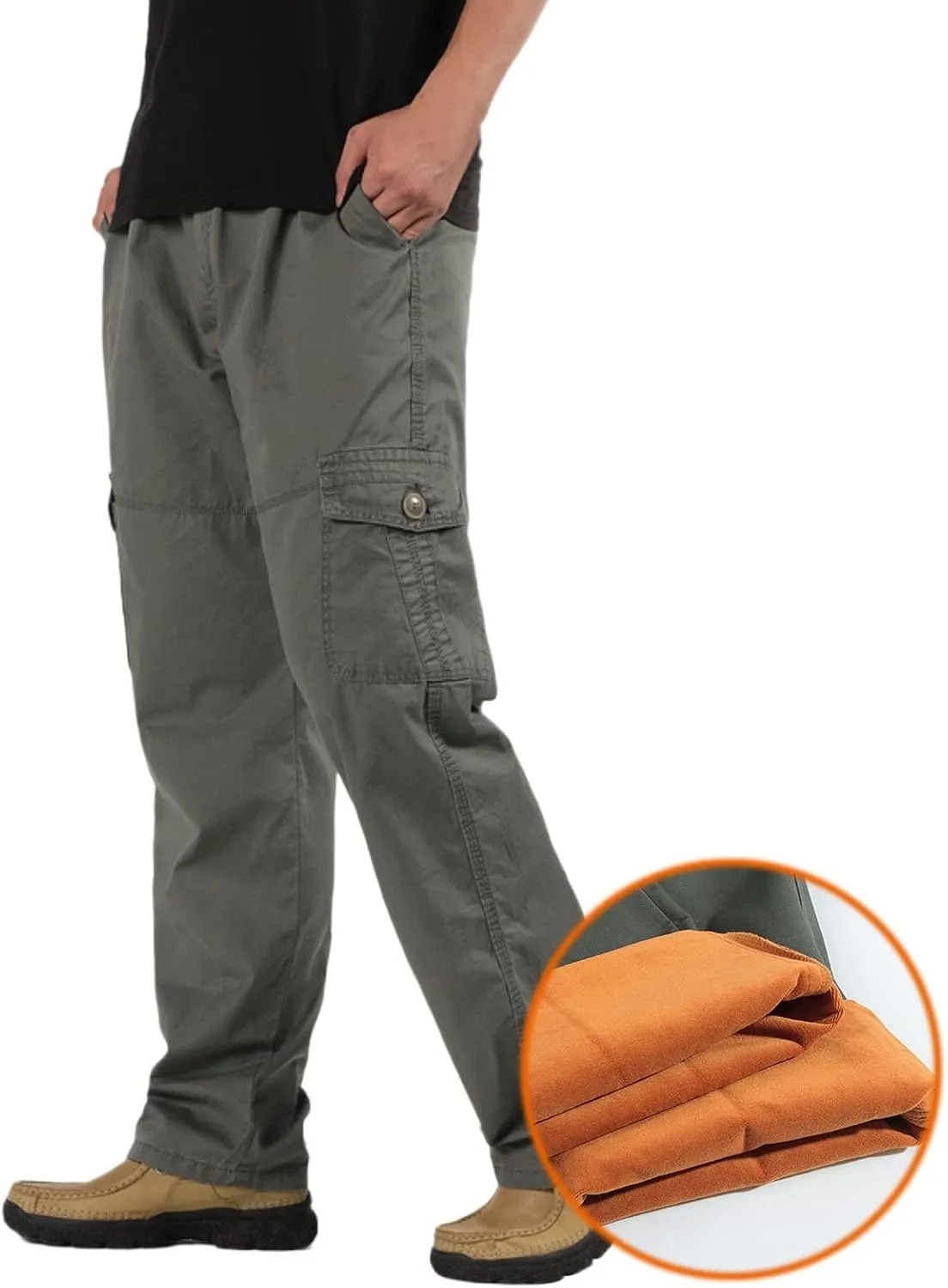 Cargo Pants for Men Big and Tall, Pants Hiking Ripstop Cargo Pants Relaxed Fit Cargo Pant Men's Drawstring Waist Side