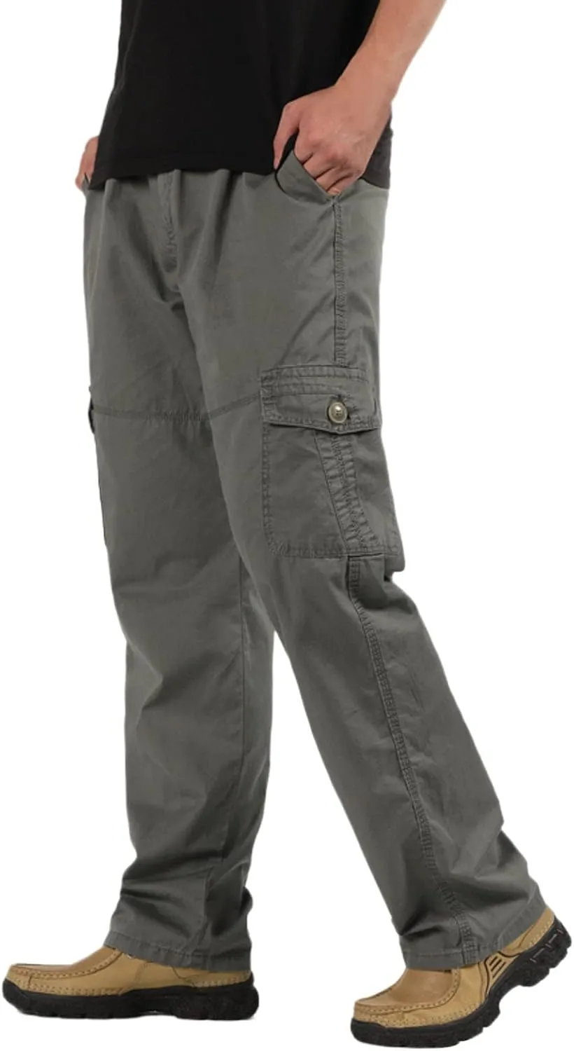 Cargo Pants for Men Big and Tall, Pants Hiking Ripstop Cargo Pants Relaxed Fit Cargo Pant Men's Drawstring Waist Side