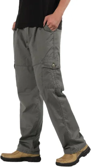 Cargo Pants for Men Big and Tall, Pants Hiking Ripstop Cargo Pants Relaxed Fit Cargo Pant Men's Drawstring Waist Side