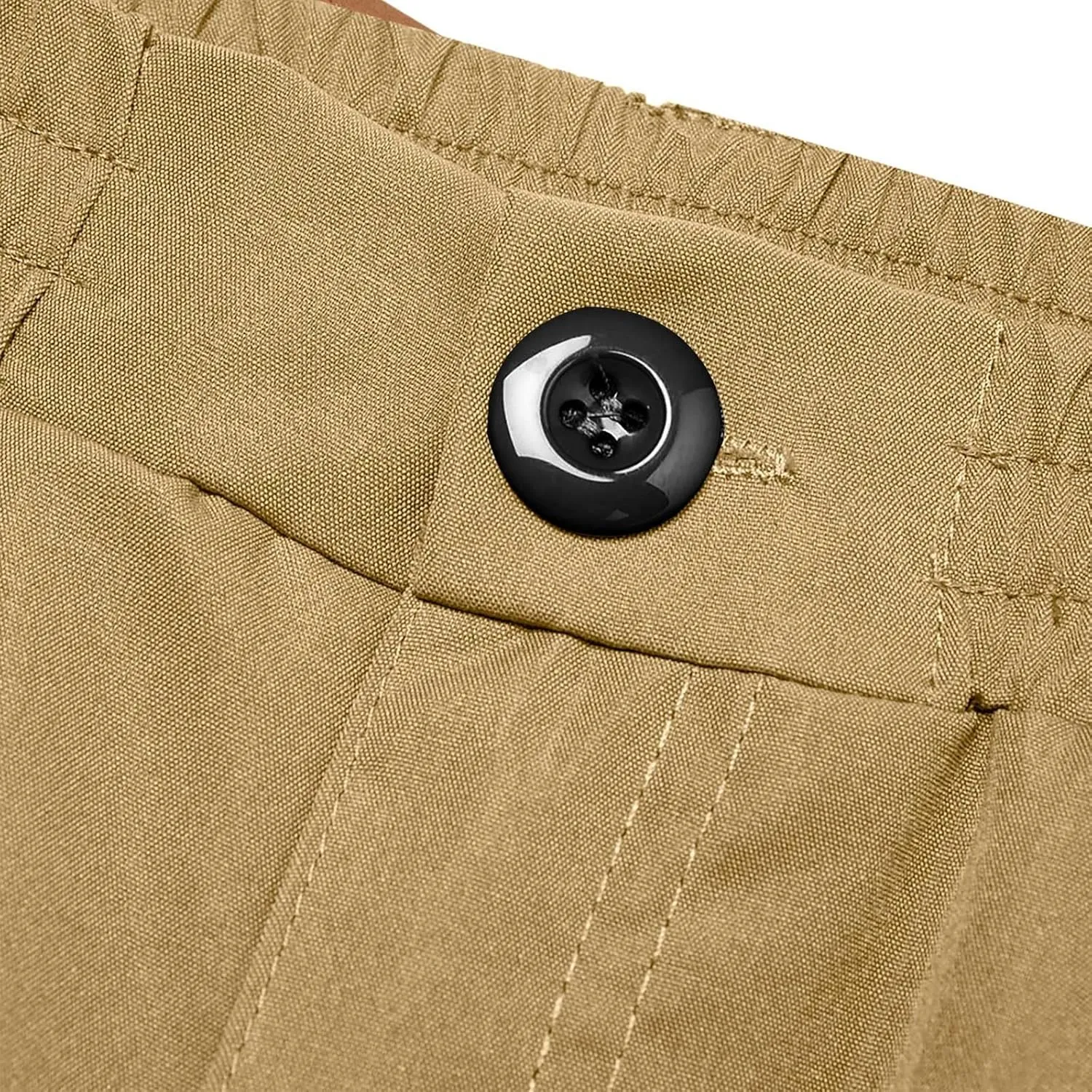 Cargo Pants for Men Casual Button Elastic Waist Chino Pants Relaxed Fit Carpenter Hiking Work Pants with Pockets