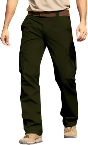 Cargo Pants for Men Casual Button Elastic Waist Chino Pants Relaxed Fit Carpenter Hiking Work Pants with Pockets