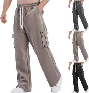 Cargo Pants for Men Relaxed Fit Elastic Waist Drawstring Trousers Casual Loose Summer Beach Straight Sweatpants
