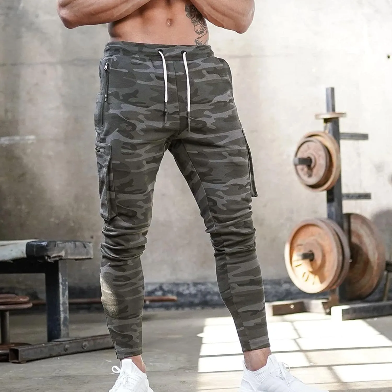 Cargo Pants for Men Relaxed Fit Pants Joggers for Men with Pockets Open Bottom Drawstring Men's Outdoor Work Military