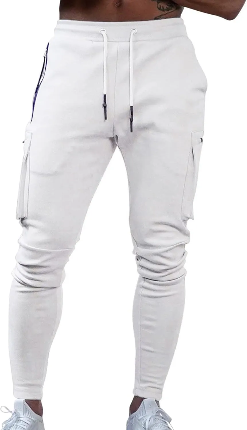 Cargo Pants for Men Relaxed Fit Pants Joggers for Men with Pockets Open Bottom Drawstring Men's Outdoor Work Military