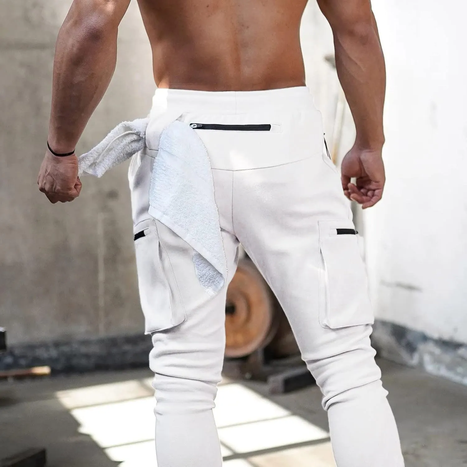 Cargo Pants for Men Relaxed Fit Pants Joggers for Men with Pockets Open Bottom Drawstring Men's Outdoor Work Military