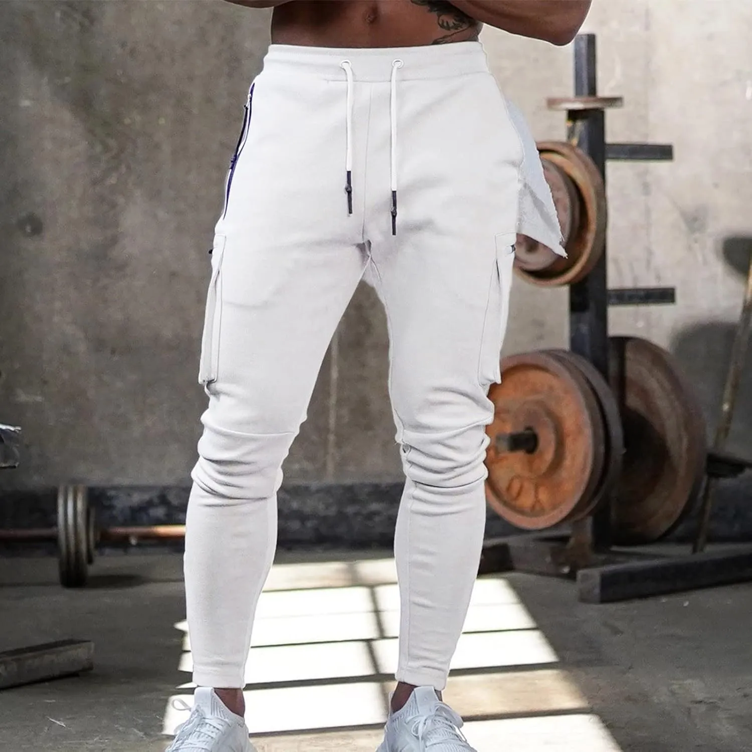Cargo Pants for Men Relaxed Fit Pants Joggers for Men with Pockets Open Bottom Drawstring Men's Outdoor Work Military