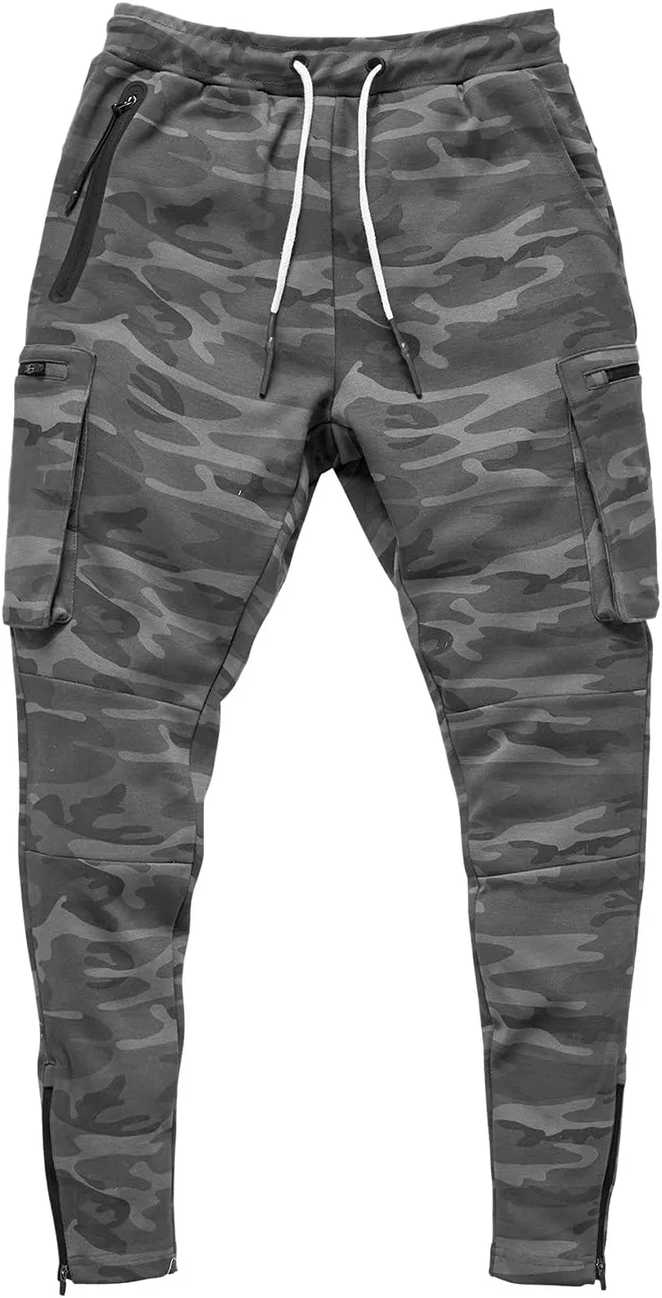 Cargo Pants for Men Relaxed Fit Pants Joggers for Men with Pockets Open Bottom Drawstring Men's Outdoor Work Military