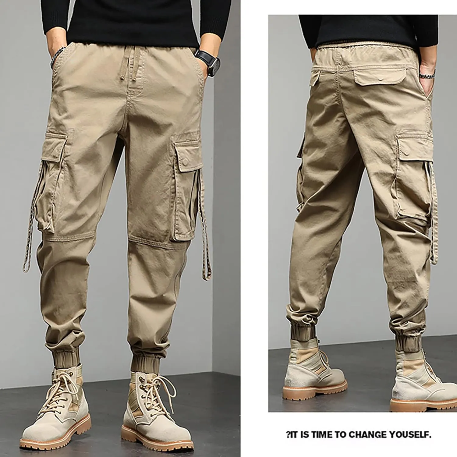 Cargo Pants for Men Relaxed Fit Performance Open Bottom Workout Quick Dry Pants for Athletic Jogging Training Casual