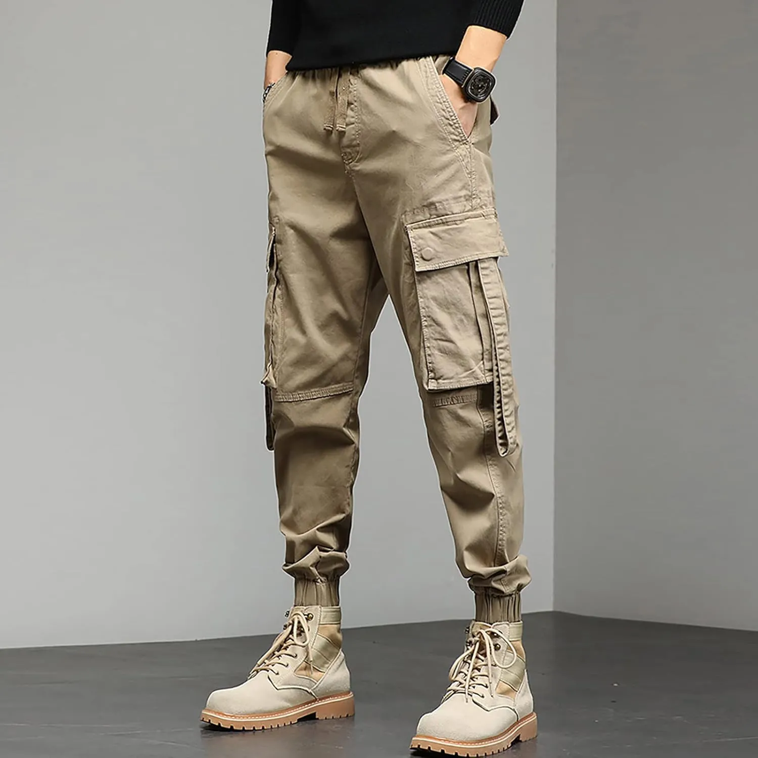 Cargo Pants for Men Relaxed Fit Performance Open Bottom Workout Quick Dry Pants for Athletic Jogging Training Casual