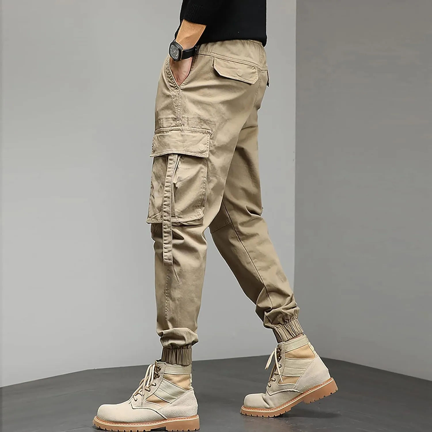 Cargo Pants for Men Relaxed Fit Performance Open Bottom Workout Quick Dry Pants for Athletic Jogging Training Casual