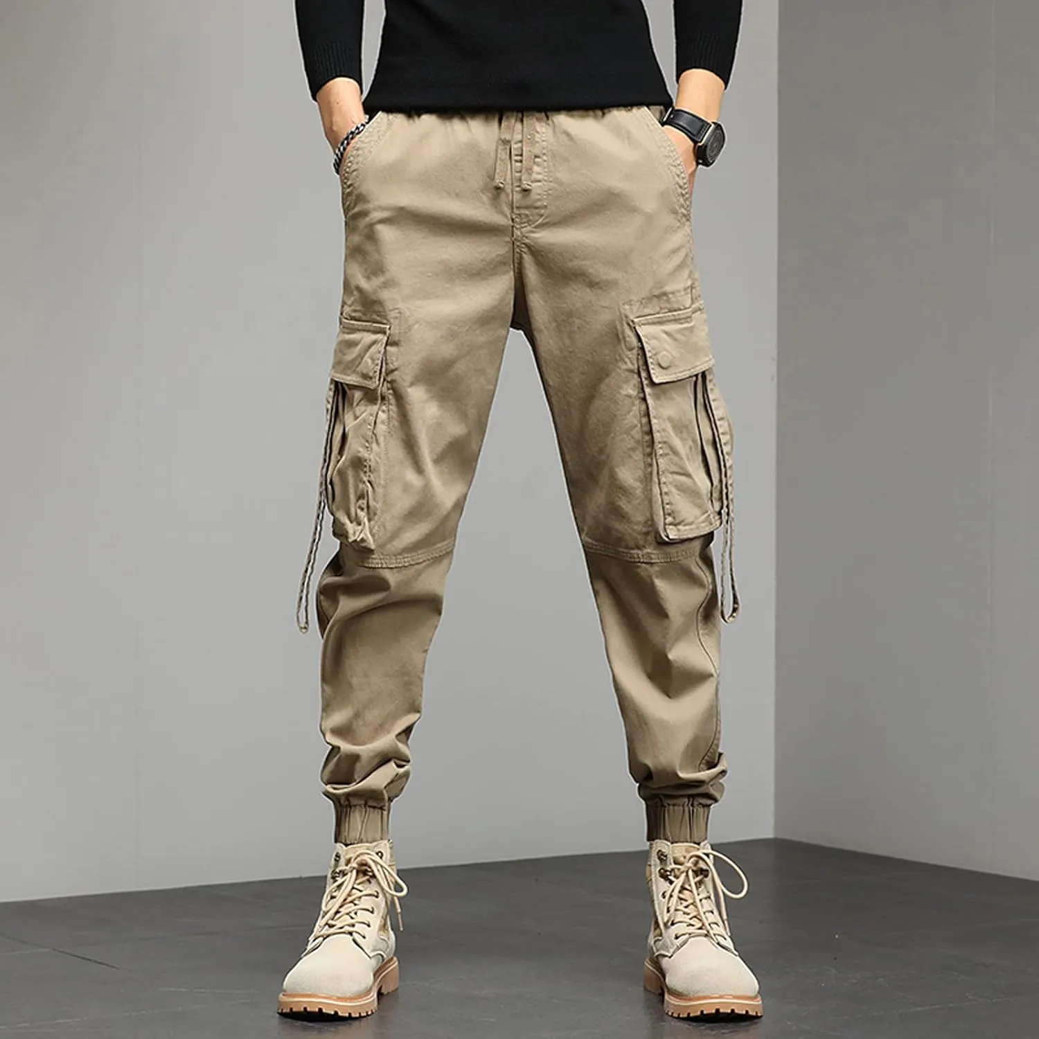 Cargo Pants for Men Relaxed Fit Performance Open Bottom Workout Quick Dry Pants for Athletic Jogging Training Casual