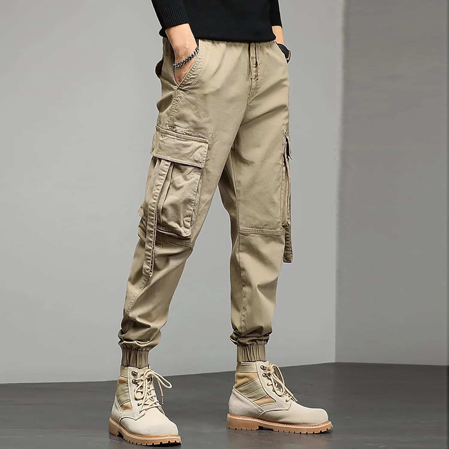 Cargo Pants for Men Relaxed Fit Performance Open Bottom Workout Quick Dry Pants for Athletic Jogging Training Casual