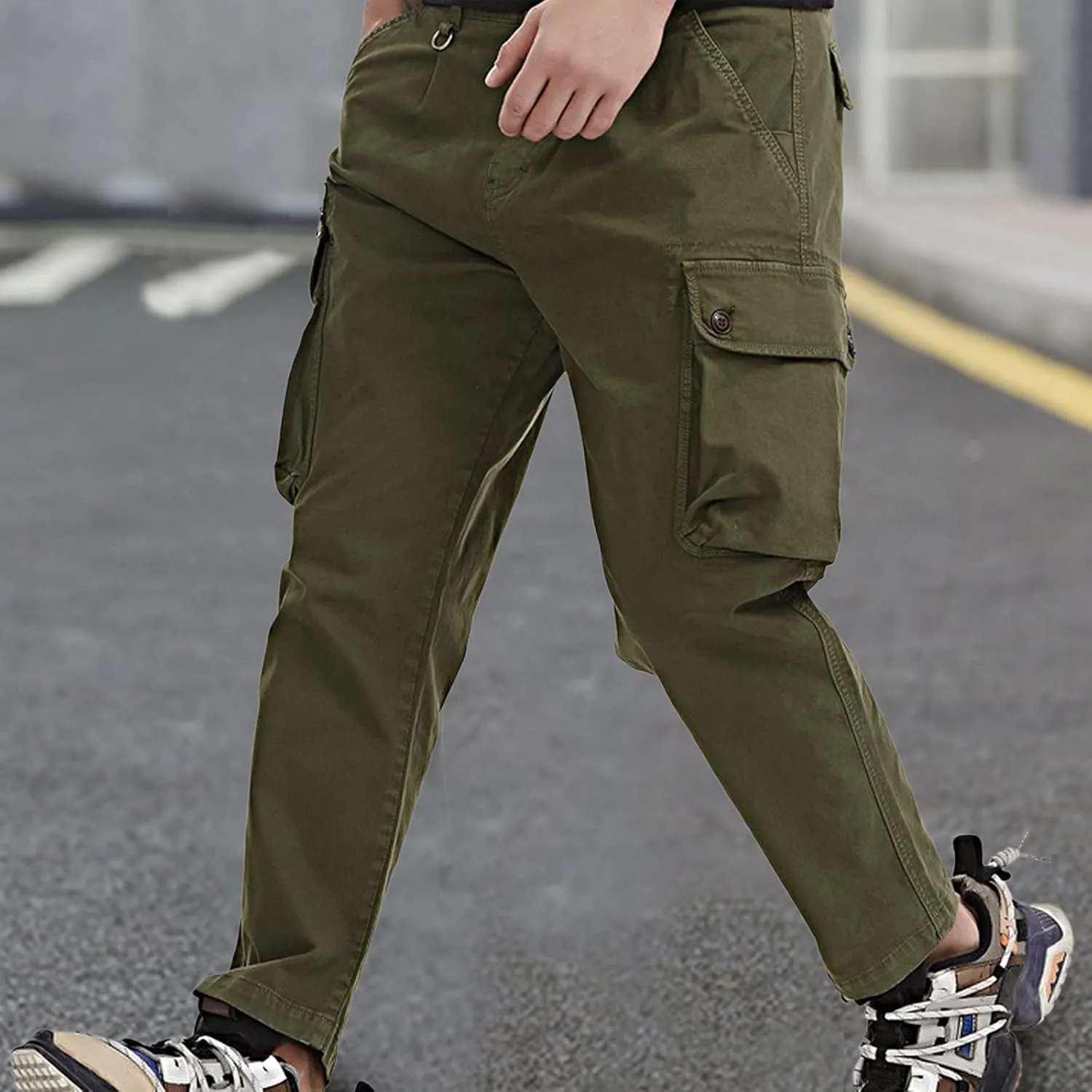 Cargo Pants for Men,Fashion Pants Slim Fit Straight-Leg Trousers Overalls Hiking Joggers with Pockets Mens Pants