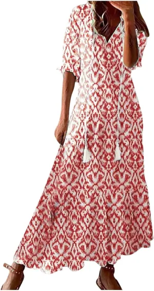 Casual Dresses for Women 2024 Short Sleeve Swiss Dot Maxi Dress Summer Fashion Short Sleeve Tiered Ruffle Long Dress
