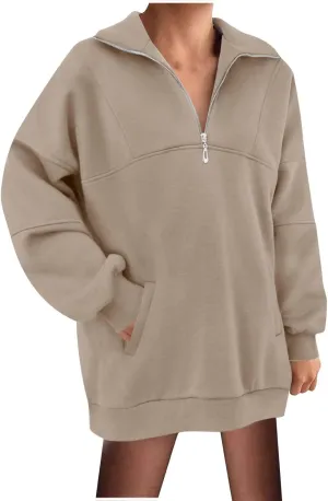 Ceboyel Women 1/4 Zip Pullover Sweatshirts Quarter Zip Oversized Sweater Y2K Trendy Hoodies Winter Fall Clothes 2023