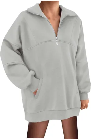 Ceboyel Women 1/4 Zip Pullover Sweatshirts Quarter Zip Oversized Sweater Y2K Trendy Hoodies Winter Fall Clothes 2023