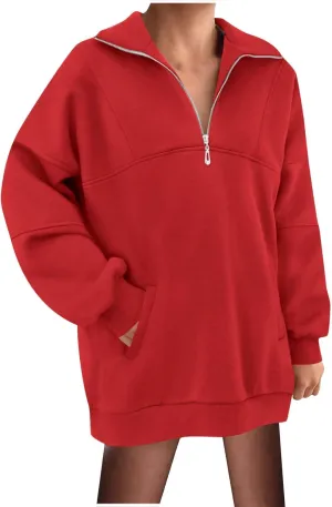 Ceboyel Women 1/4 Zip Pullover Sweatshirts Quarter Zip Oversized Sweater Y2K Trendy Hoodies Winter Fall Clothes 2023