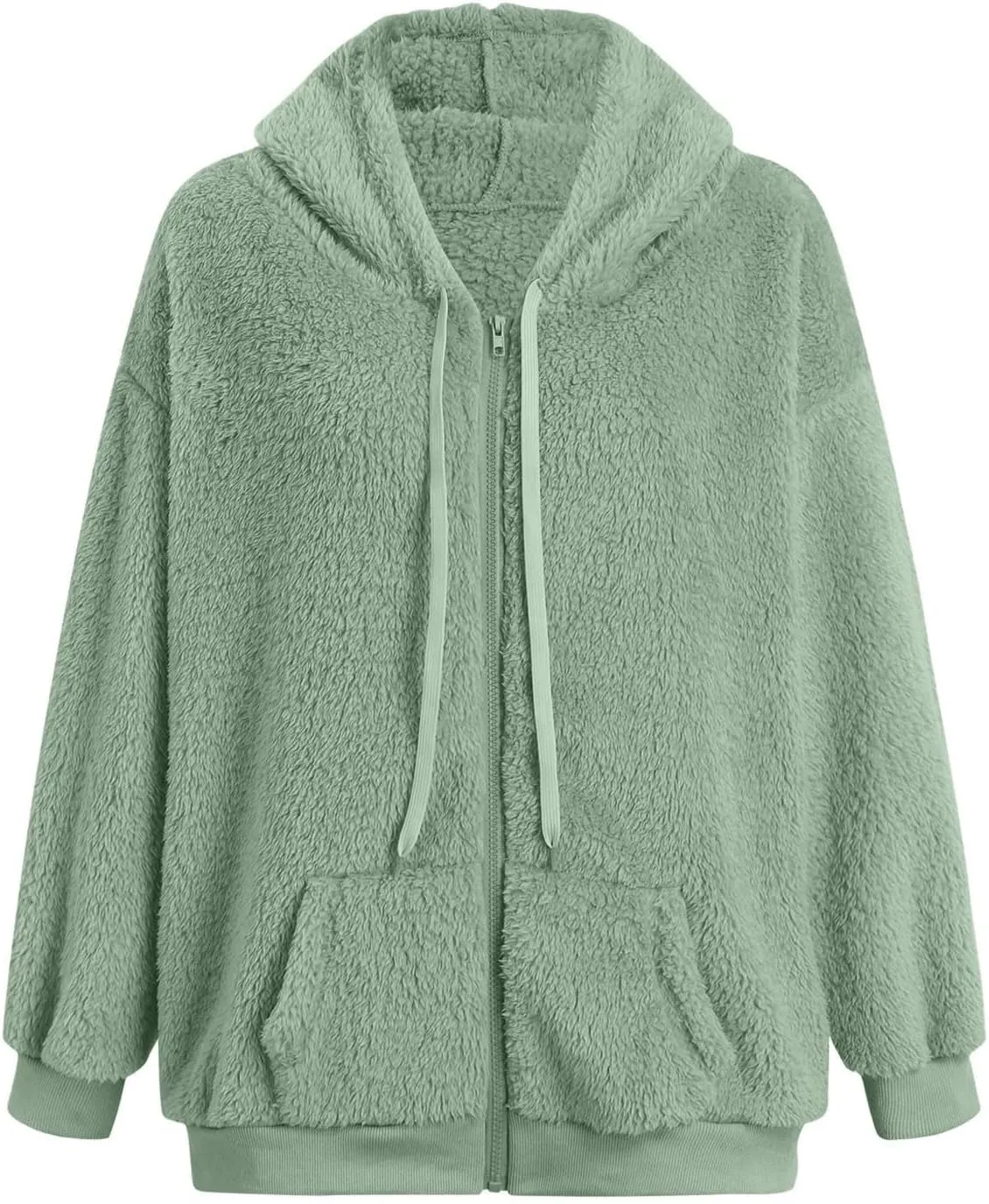 Ceboyel Women 2023 Fleece Oversized Jacket Long Sleeve Casual Fall Hoodie Full Zip Up Sweatshirt Winter Coats Outerwear