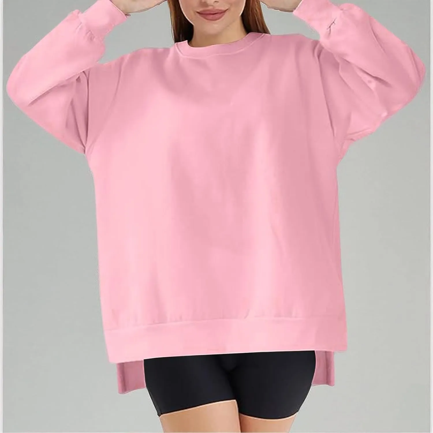 Ceboyel Women Crew Neck Oversized Sweatshirt Long Sleeve Causal Shirts Tops Solid Color Fall Sweater Trendy Y2K Clothes 2023