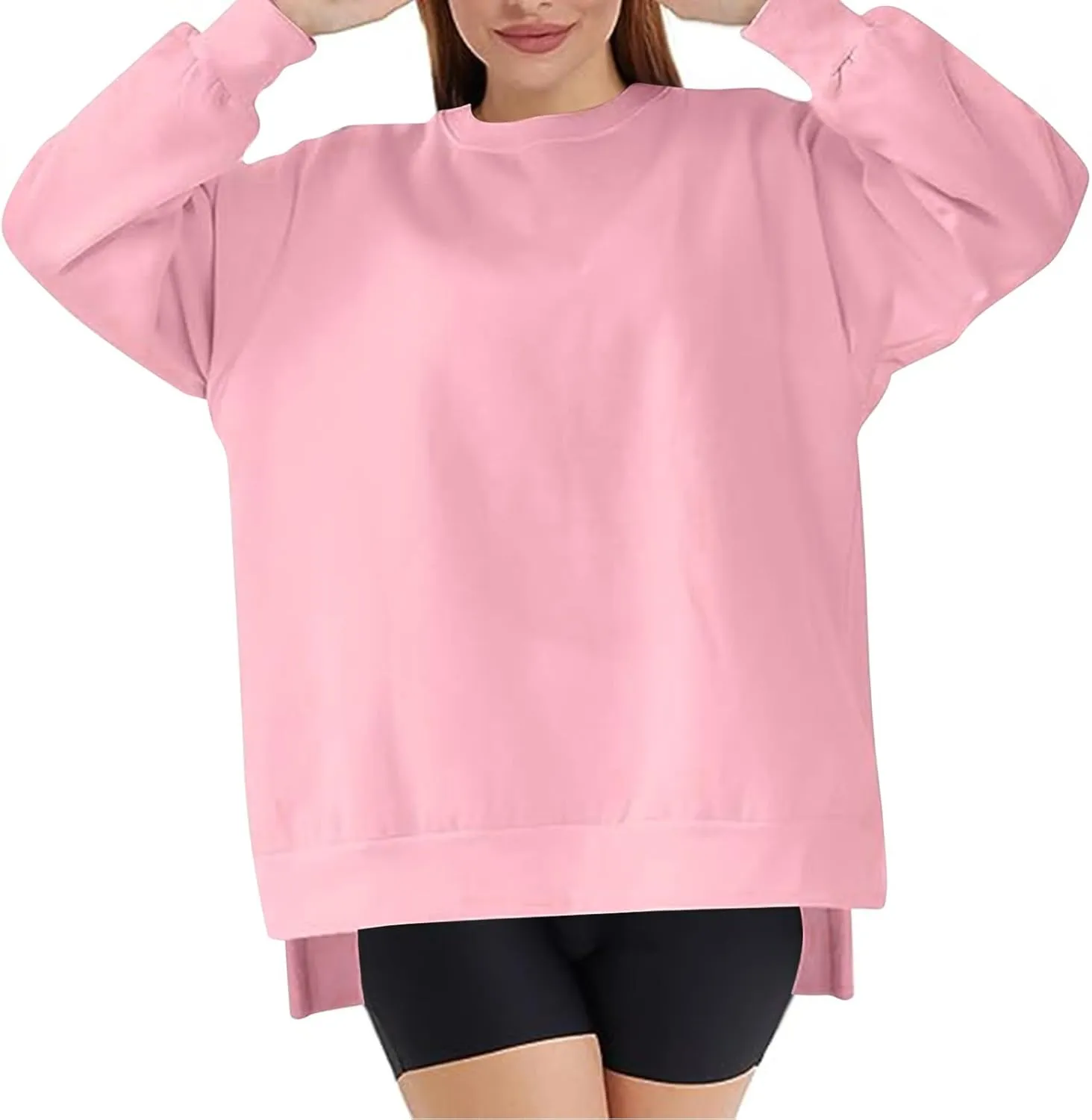 Ceboyel Women Crew Neck Oversized Sweatshirt Long Sleeve Causal Shirts Tops Solid Color Fall Sweater Trendy Y2K Clothes 2023